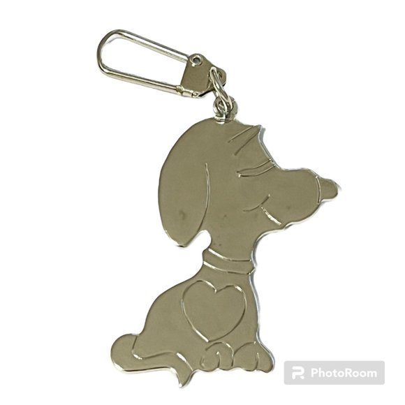 Vintage Snoopy Dog Keychain Keyring Zipper Pull Purse Charm Silver Tone Peanuts - Picture 1 of 8